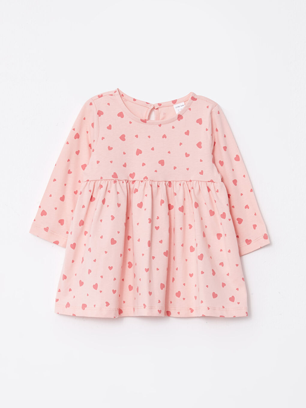 Crew Neck Long Sleeve Patterned Baby Girls' Dress