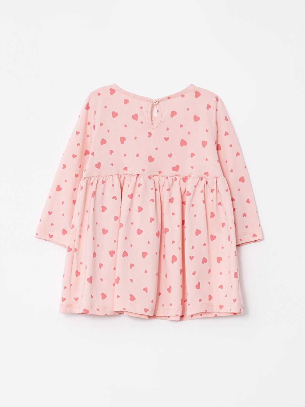 Crew Neck Long Sleeve Patterned Baby Girls' Dress-1