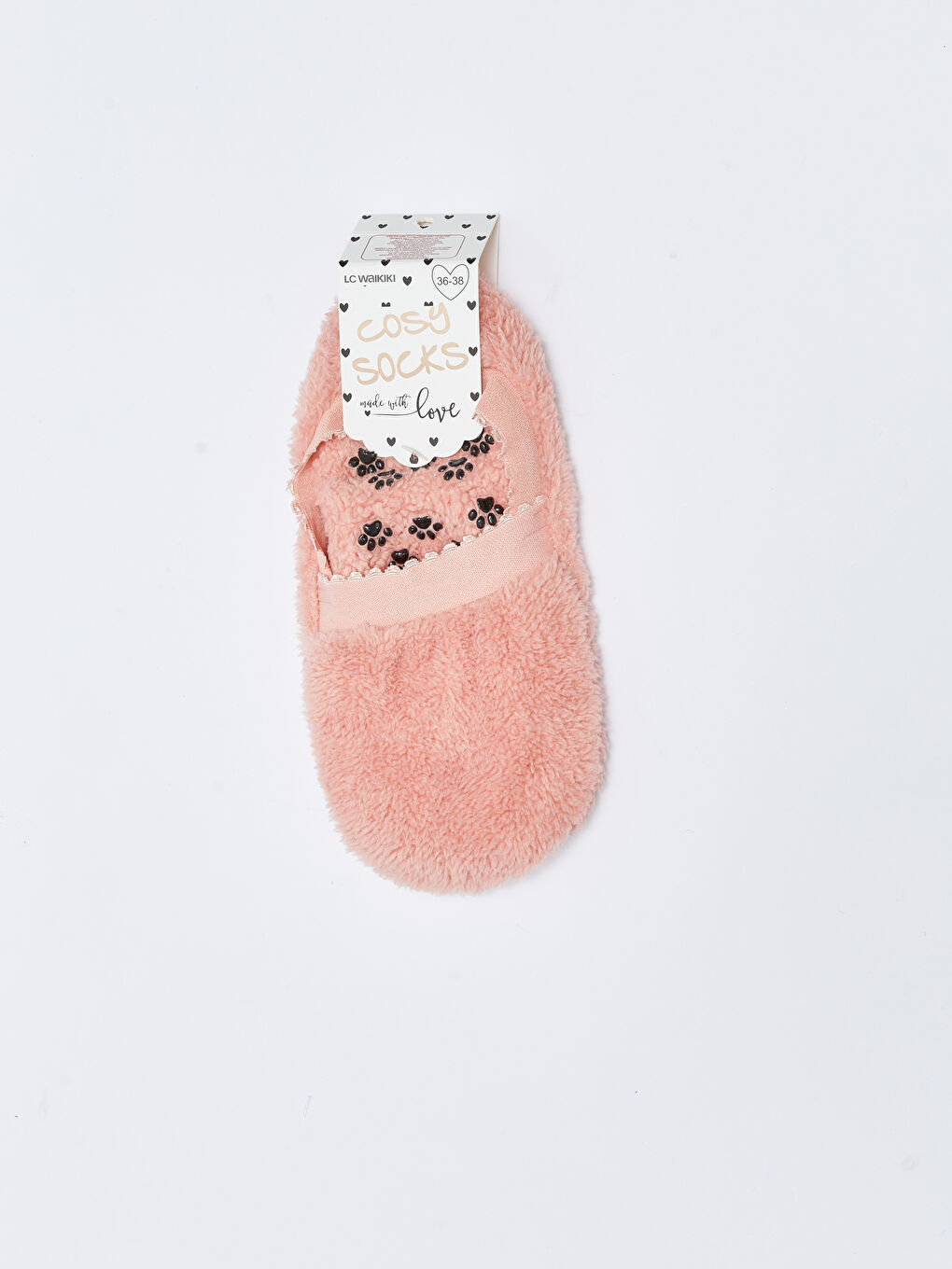 Pembe Düz Pelüş Kadın Çorap
