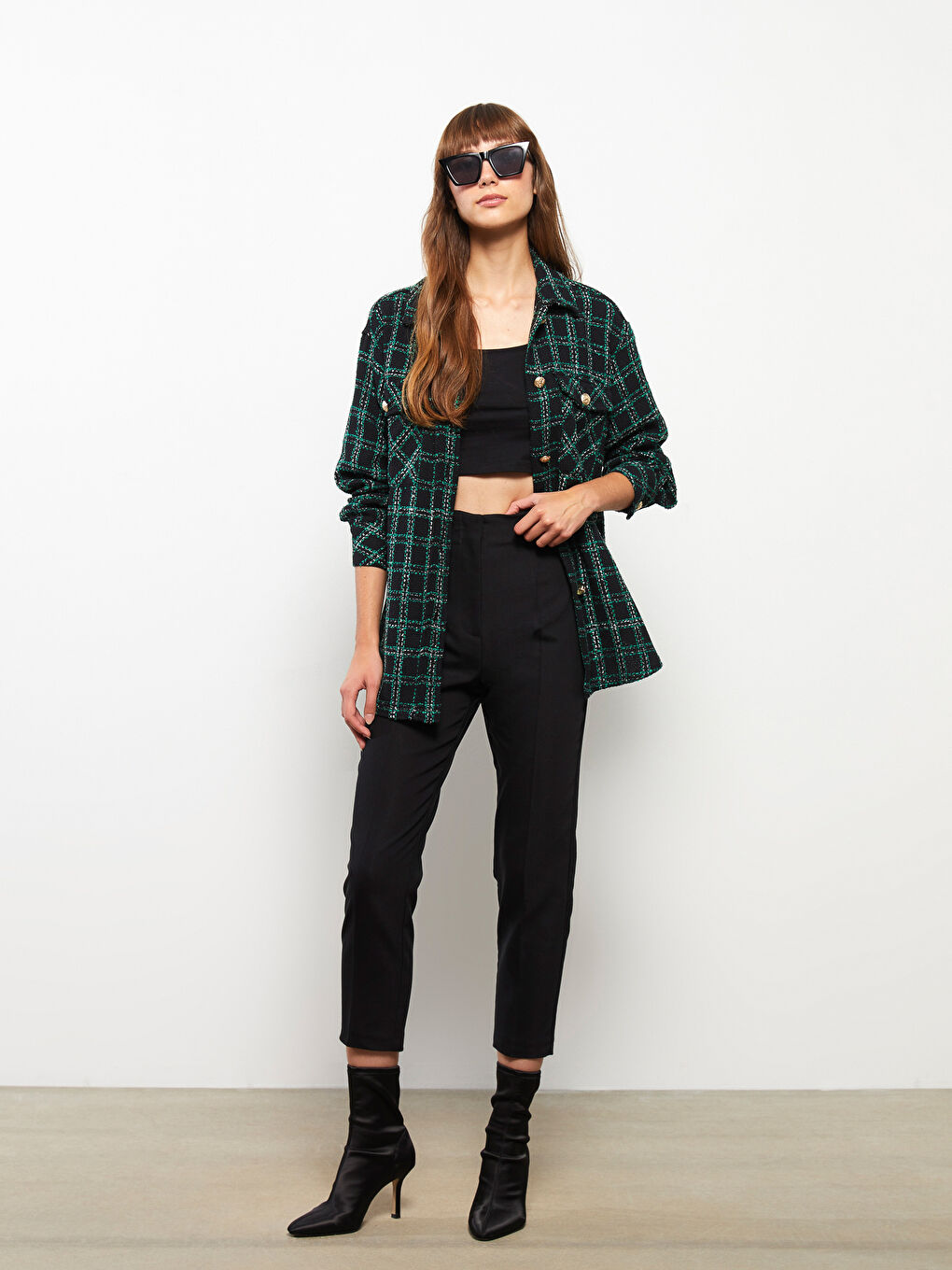 Women's Standard Fit Plain Trousers-2