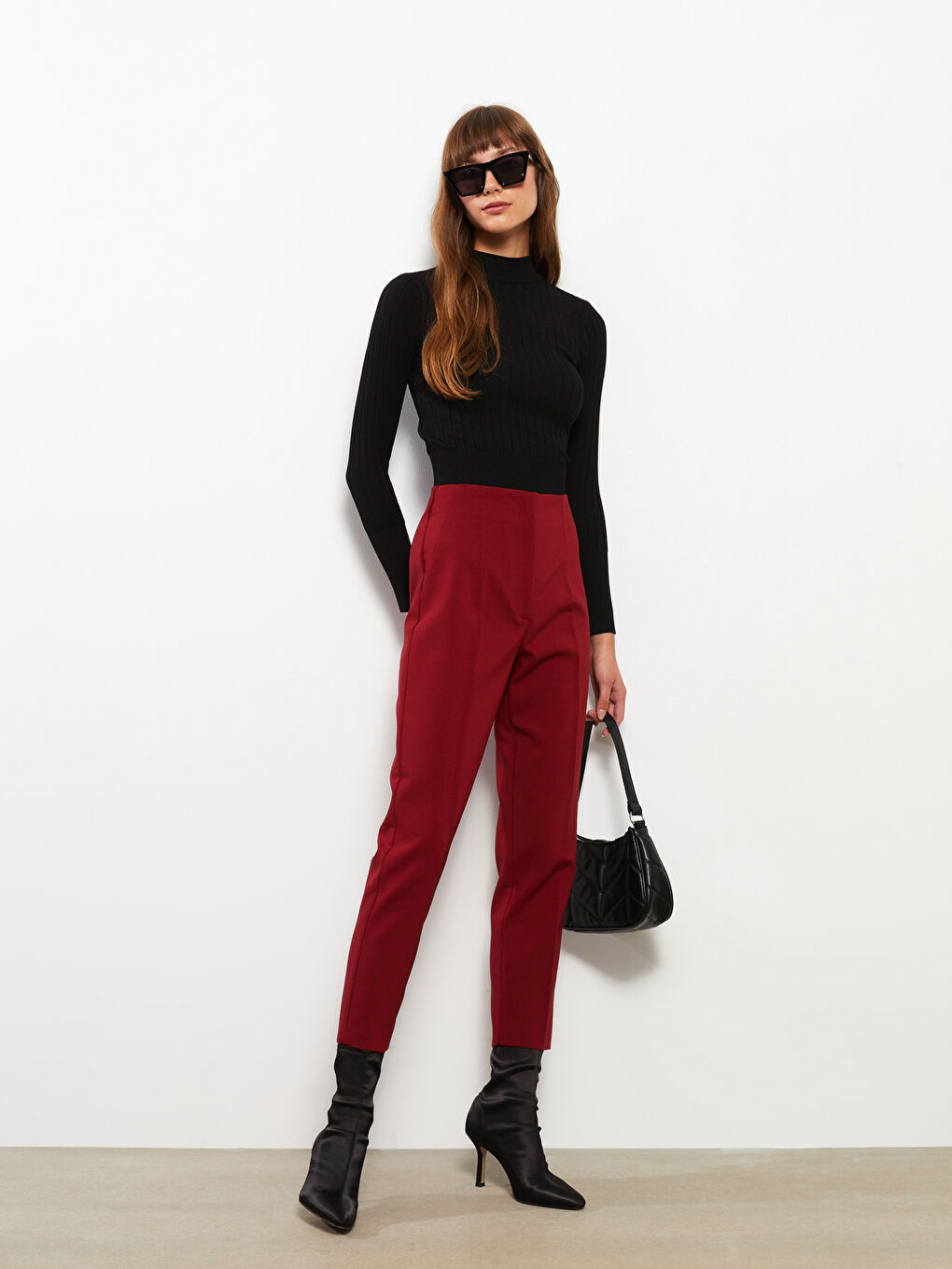 LCW Vision Women's High Waist Regular Fit Plain Trousers -W2FT08Z8-JAV