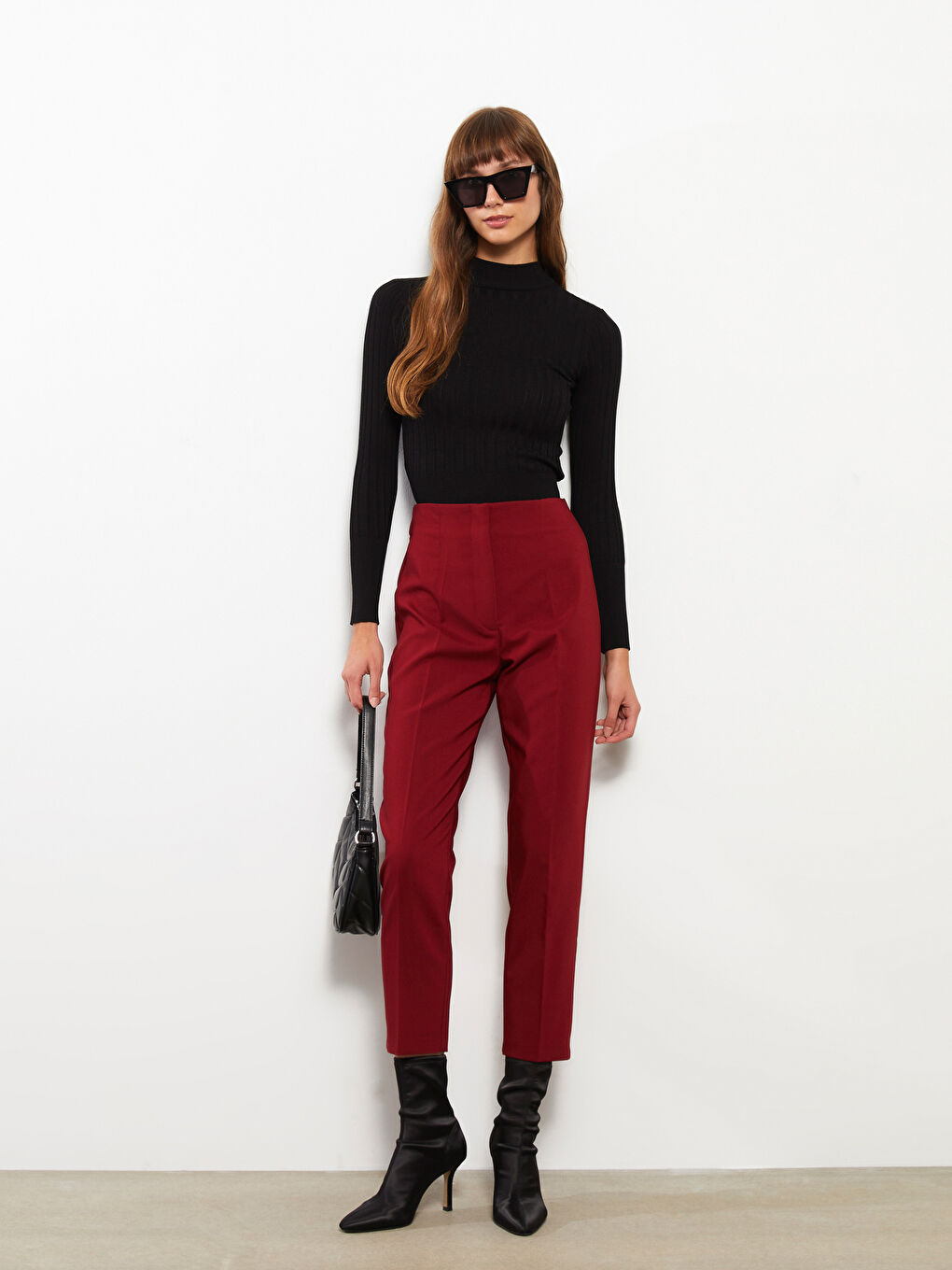 LCW Vision Women's High Waist Regular Fit Plain Trousers -W2FT08Z8-JAV