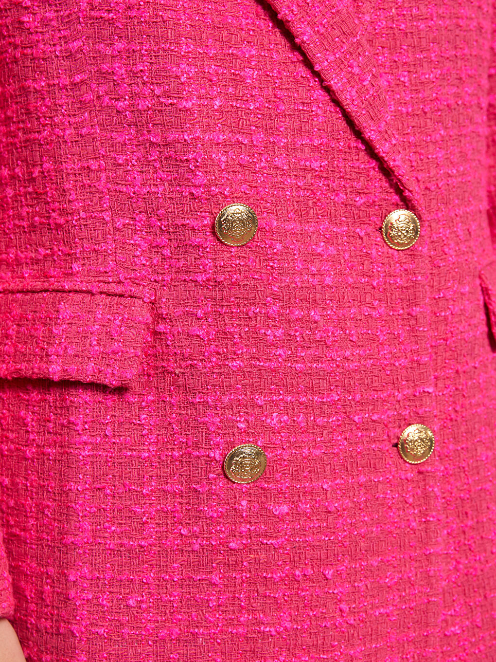Self-Patterned Long Sleeve Tweed Women's Blazer Jacket-4