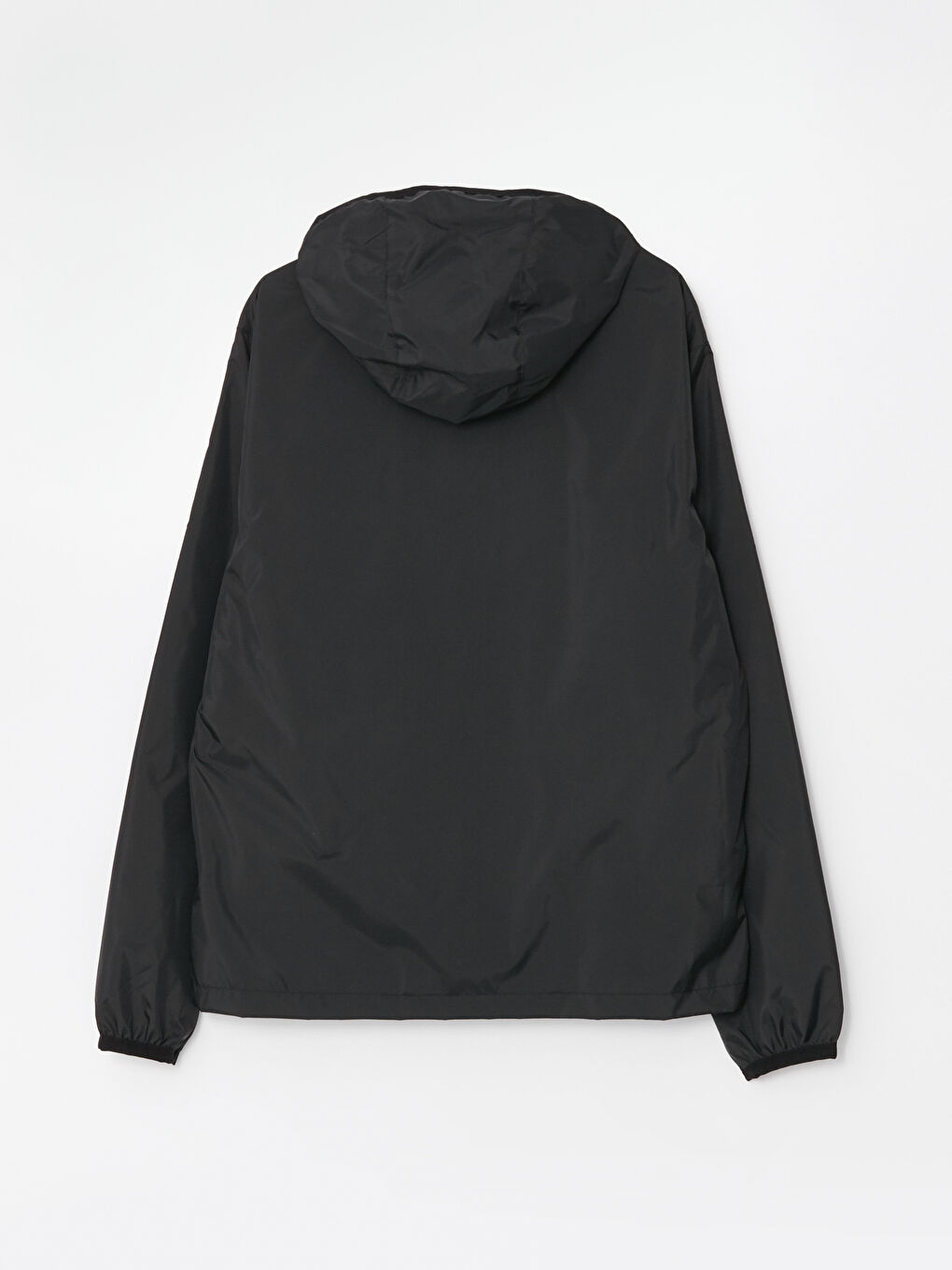 Siyah Standart Kalıp Kapüşonlu Erkek Yağmurluk-6