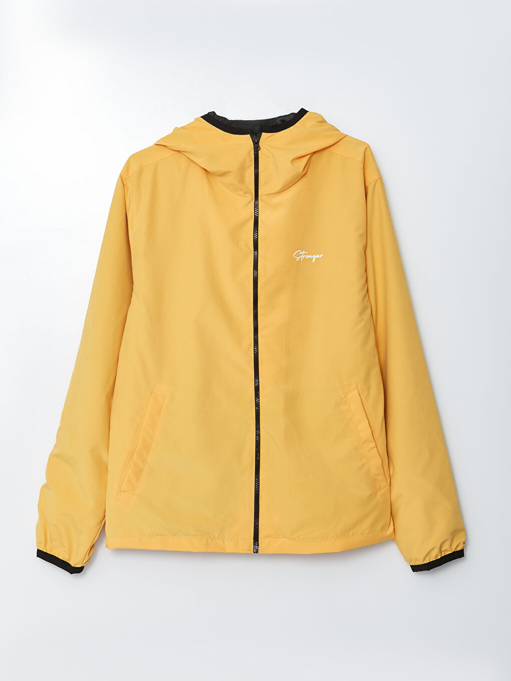 Sarı Standart Kalıp Kapüşonlu Erkek Yağmurluk-6