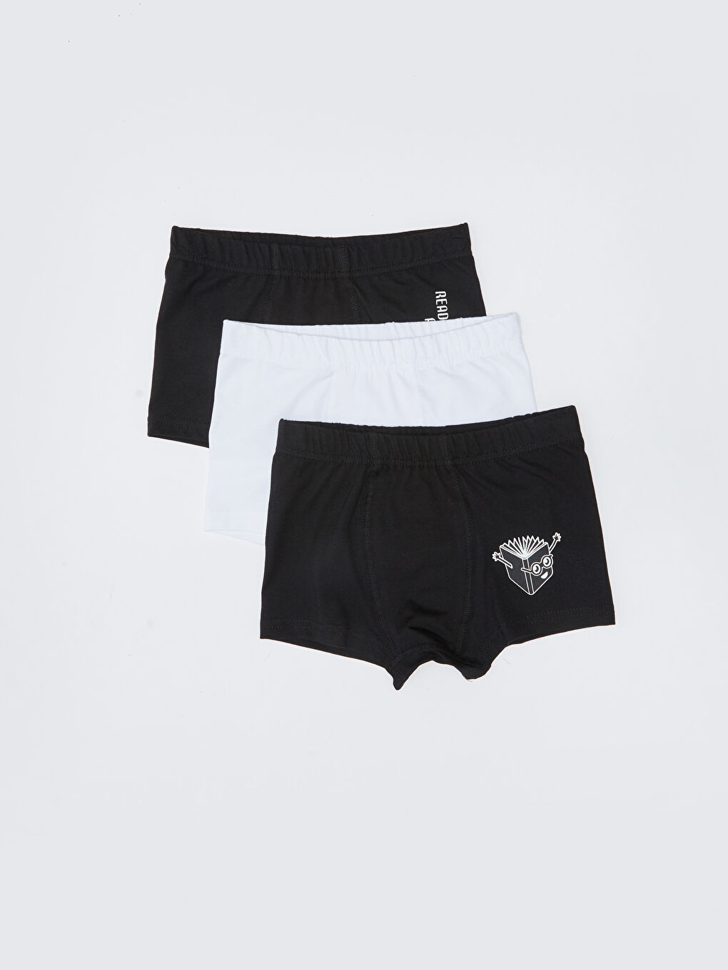 Siyah Baskılı Pamuklu Erkek Çocuk Boxer 3'lü