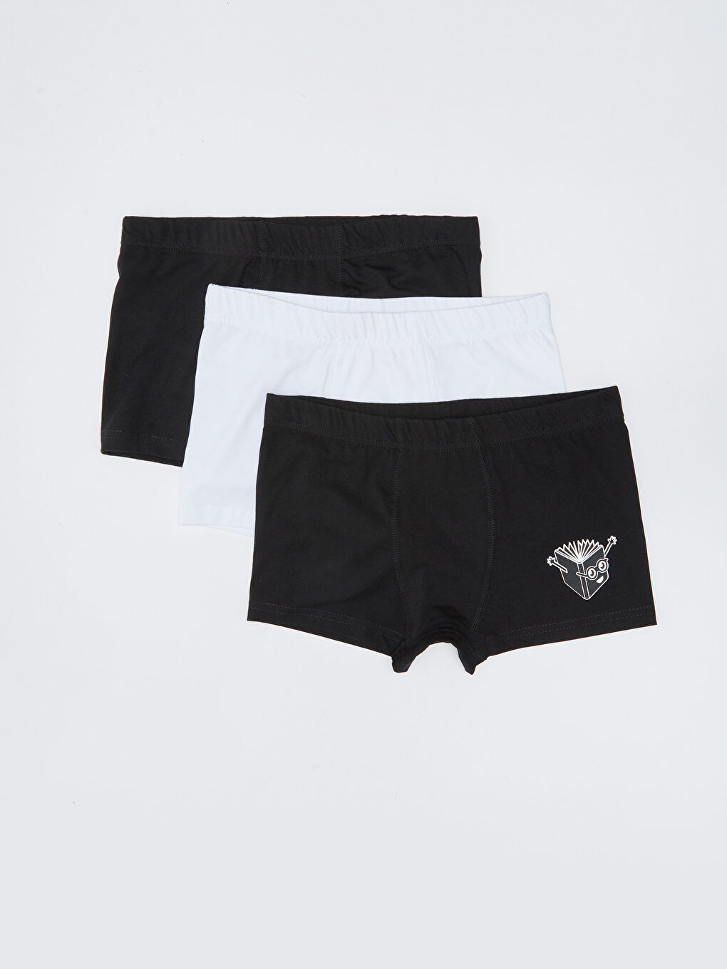 Siyah Baskılı Pamuklu Erkek Çocuk Boxer 3'lü-1