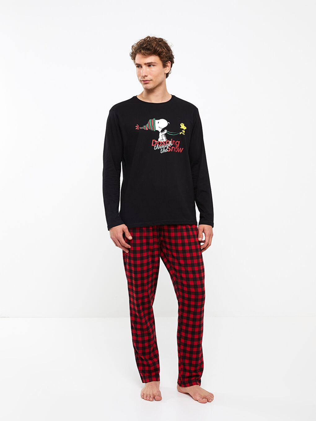 Regular Fit Snoopy Printed Men's Pyjama Set-2