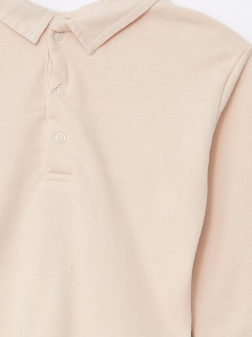 Bej Polo Yaka Ekose Desenli Erkek Bebek Tişört ve Salopet 2'li Takım-2