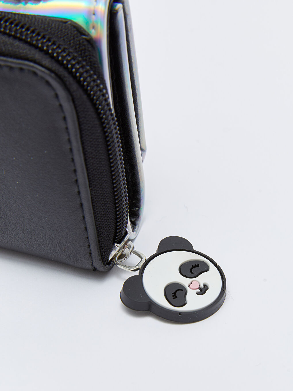 Gri Hologram Baskılı Ponpon Detaylı Kız Çocuk Cüzdan-2