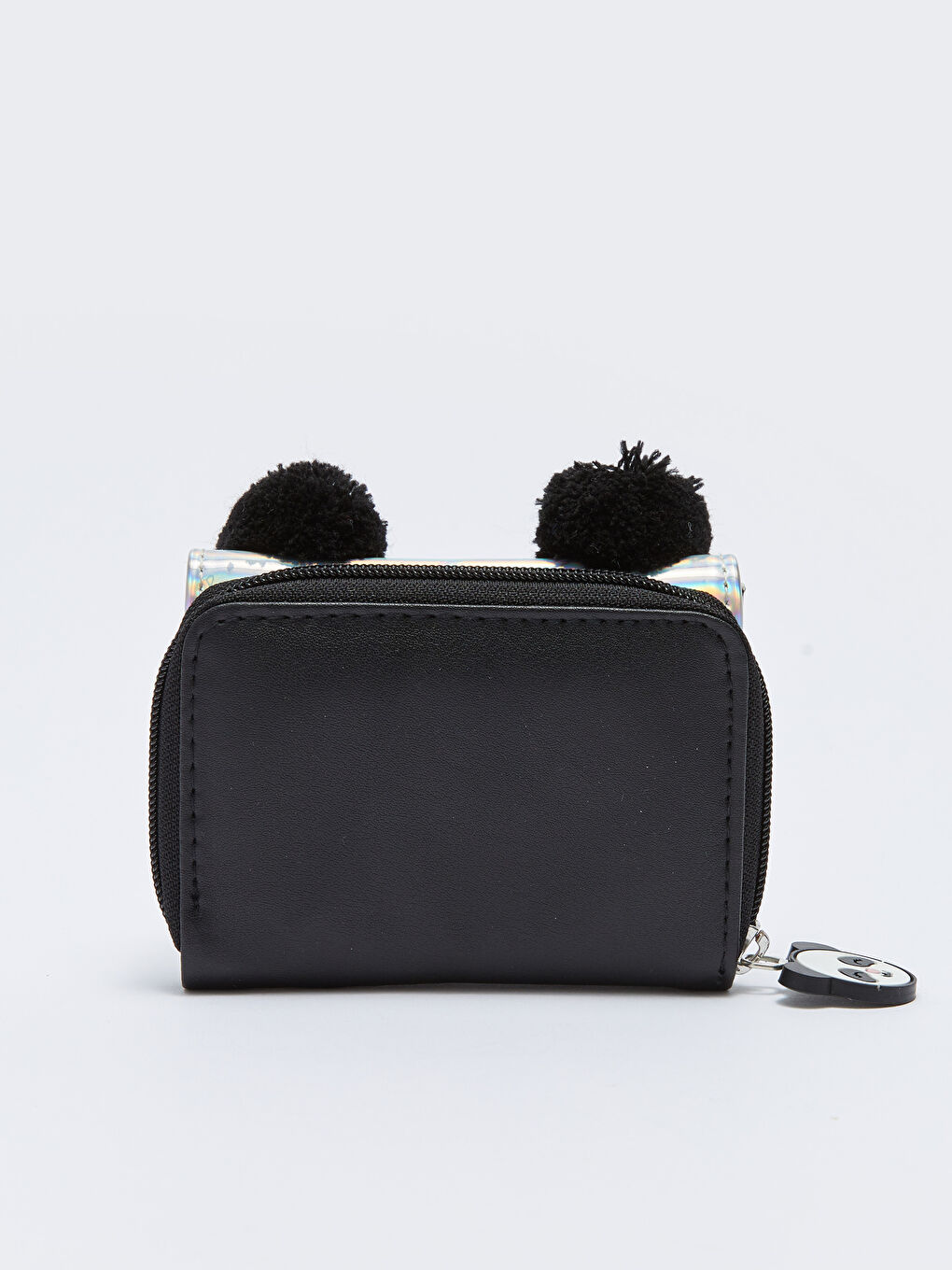 Gri Hologram Baskılı Ponpon Detaylı Kız Çocuk Cüzdan-3