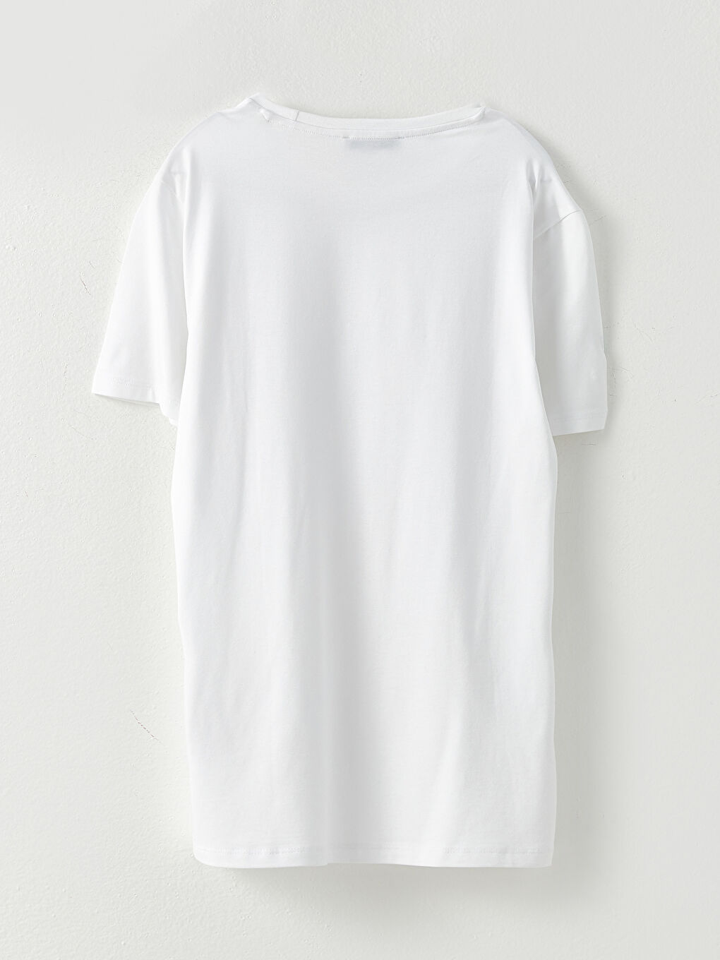 Beyaz Bisiklet Yaka Penye Erkek Tişört-6