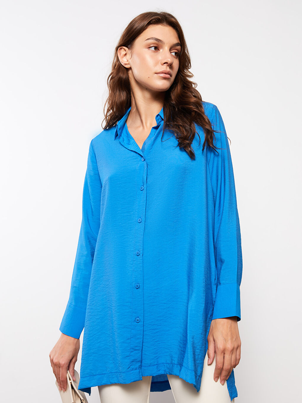 Tunique Chemise Unie à Manches Longues pour Femmes