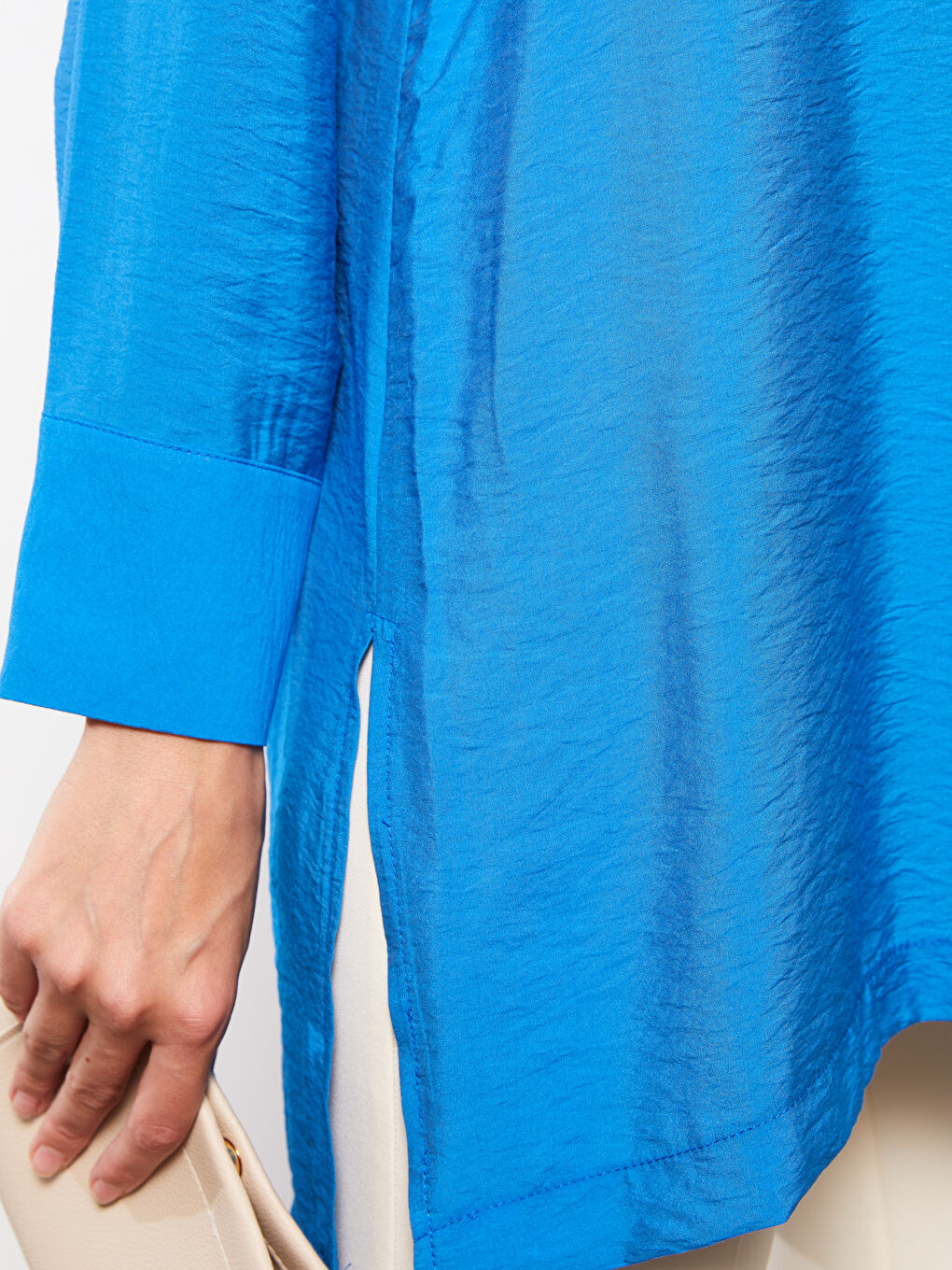 Tunique Chemise Unie à Manches Longues pour Femmes-3