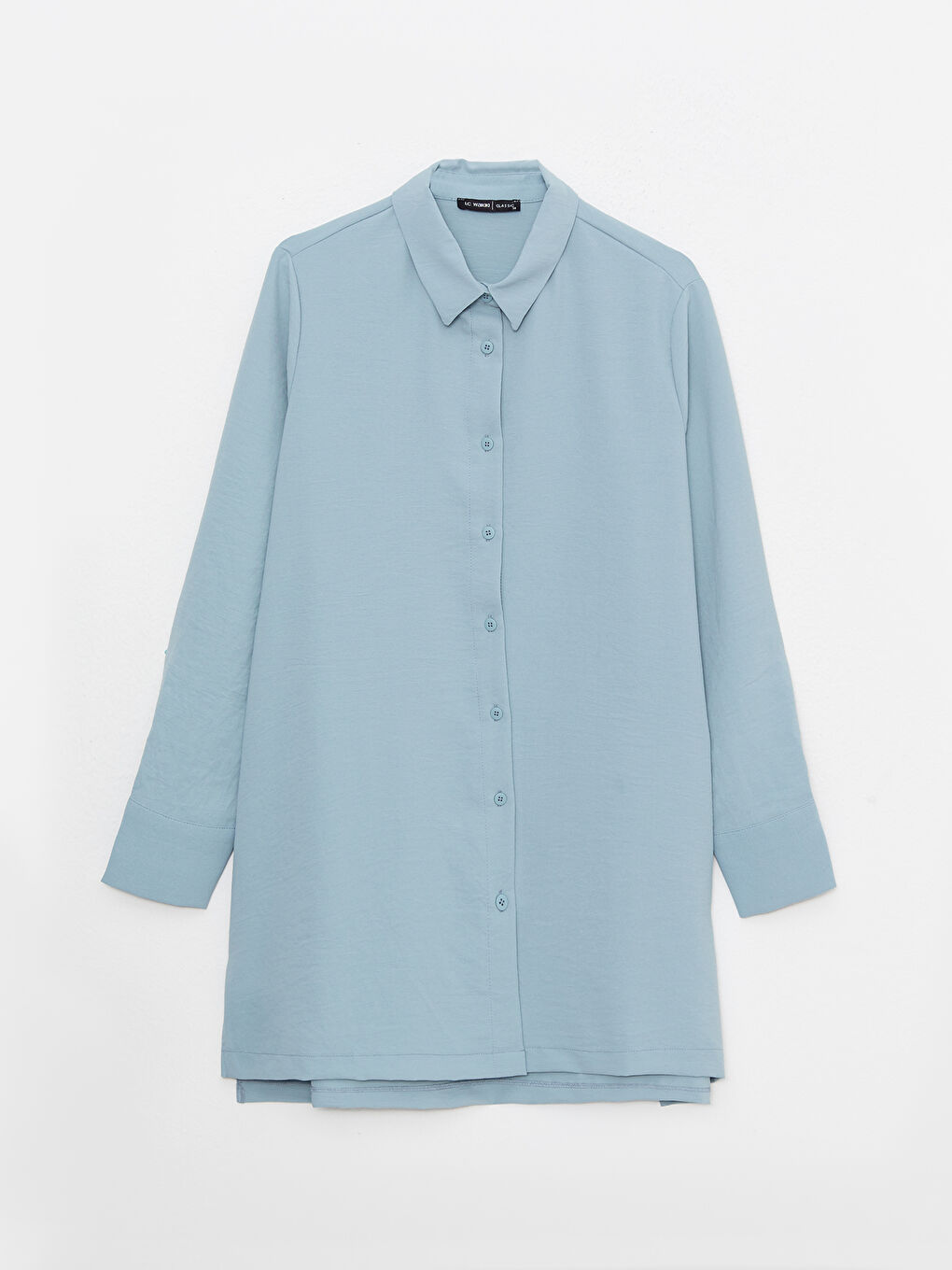 Tunique Chemise Unie à Manches Longues pour Femmes-5