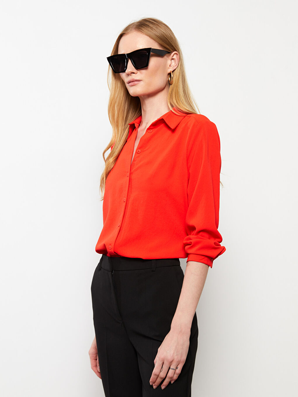 Chemise Boutonnée à Manches Longues Régulière pour Femmes