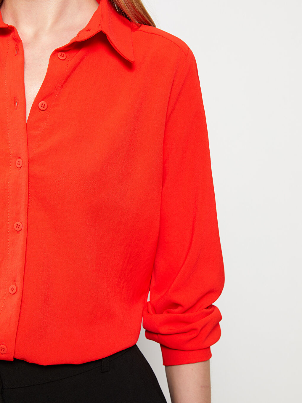 Chemise Boutonnée à Manches Longues Régulière pour Femmes-3