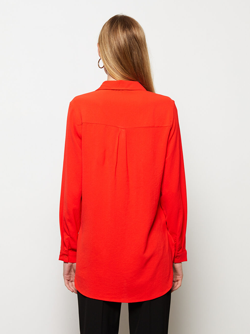 Chemise Boutonnée à Manches Longues Régulière pour Femmes-4