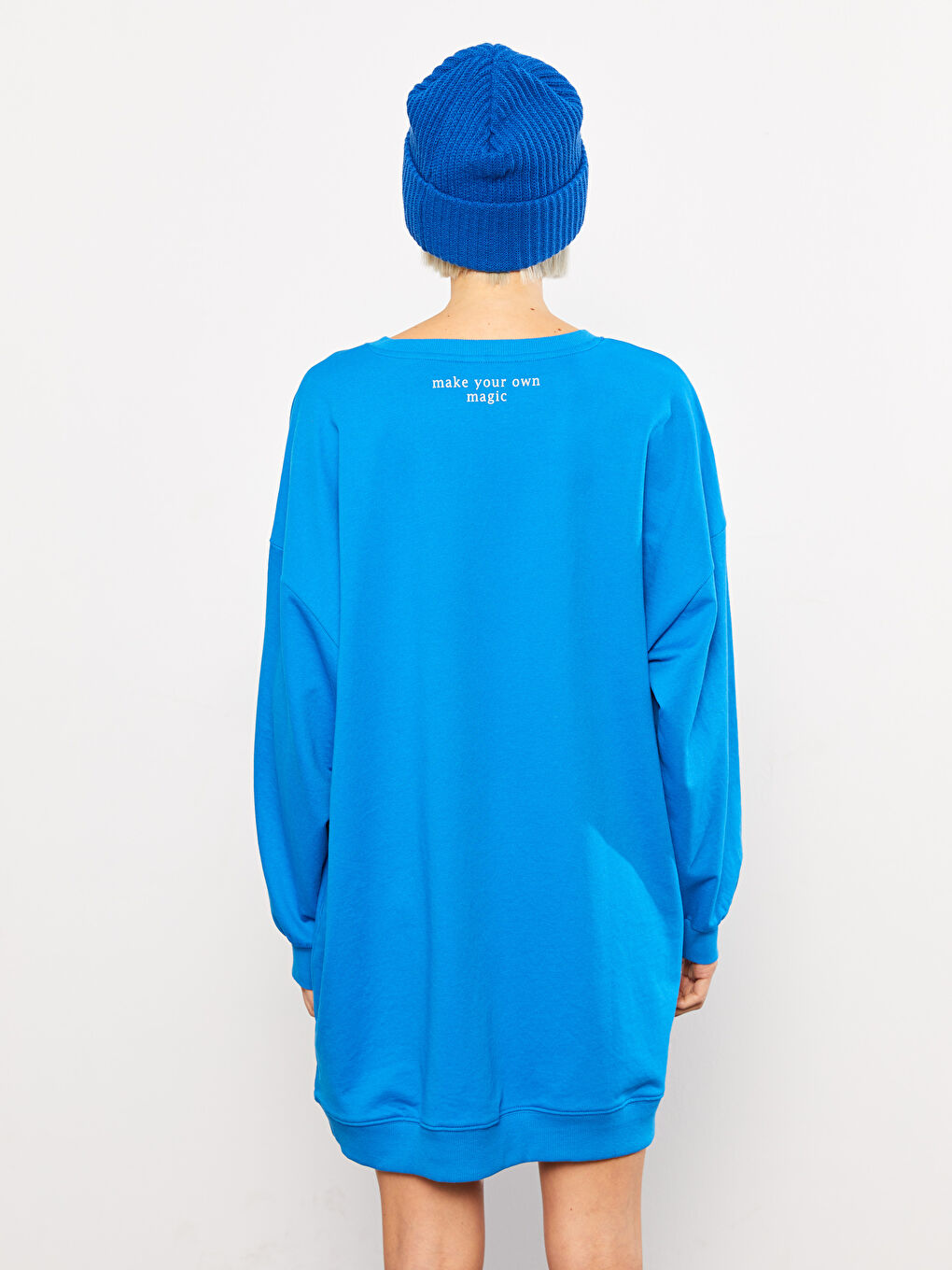 LCW Vision Rundhalsausschnitt Bedrucktes Oversize Sweatkleid für Damen -W2FV03Z8-JXJ