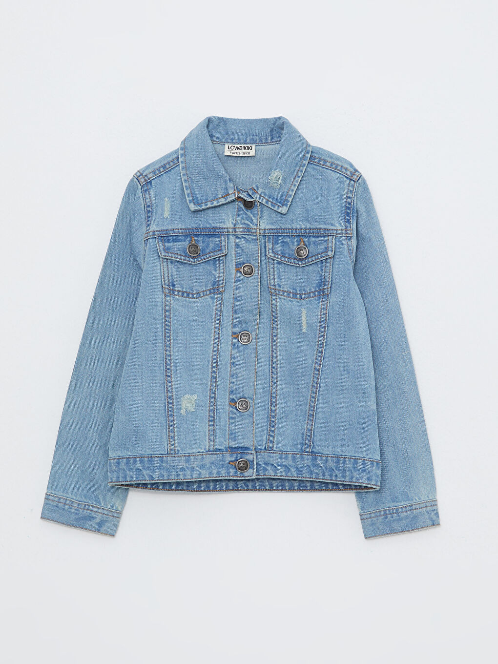 LCW Kids Collared Neck Girls' Denim Jacket -W2FV13Z4-H45