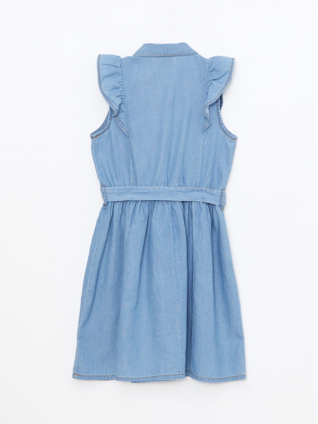 LCW Kids Gömlek Yaka Kolsuz Kız Çocuk Jean Elbise -W2FV18Z4-H45