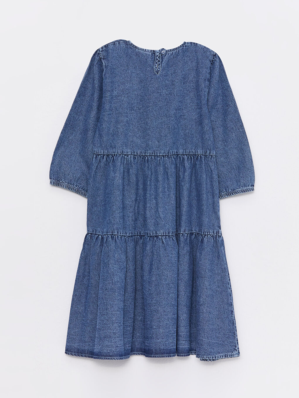 Crew Neck Girls' Denim Dress-1