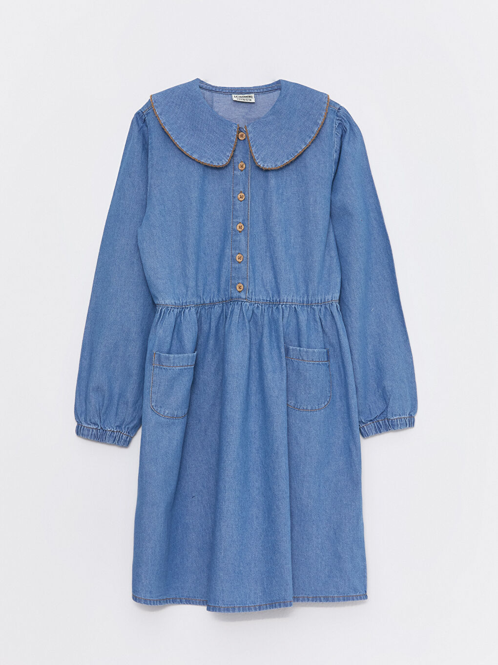 Baby Collar Basic Long Sleeve Girl Jean Dress