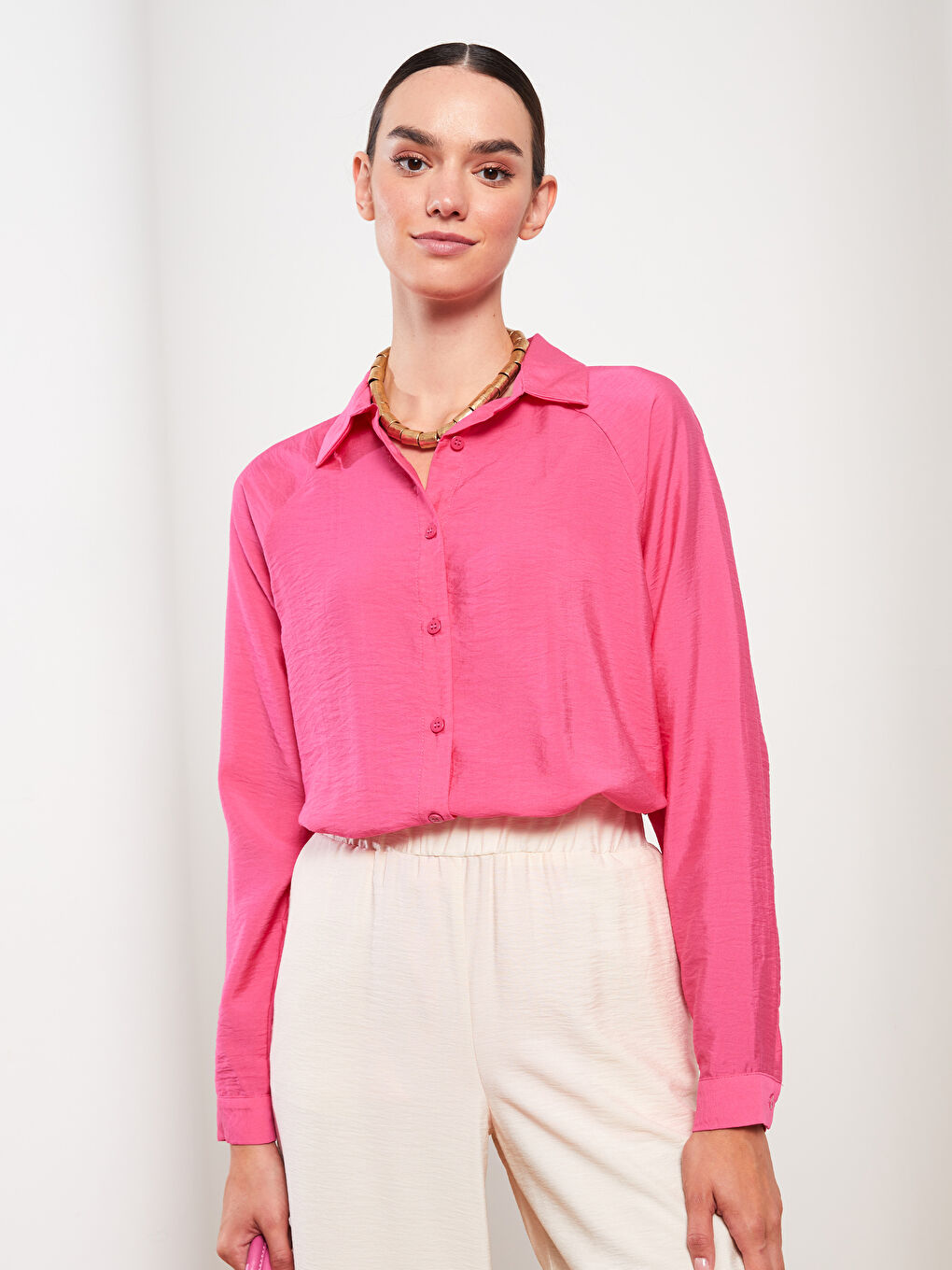 Изчистена риза-туника с дълъг ръкав за жени-1