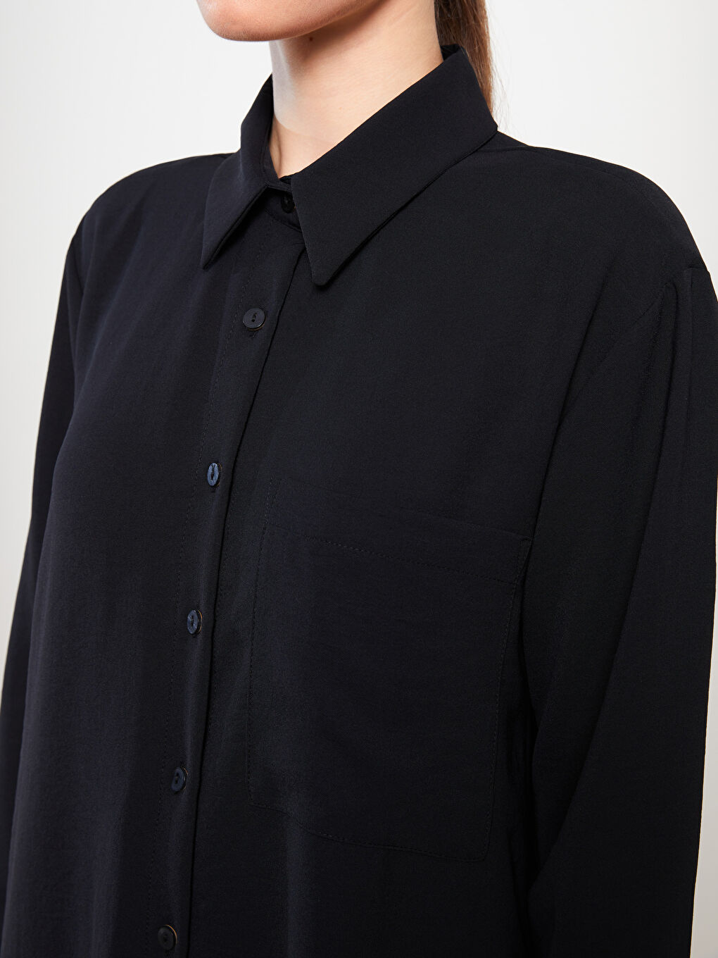 Plain Long Sleeve Women's Shirt Tunic-3