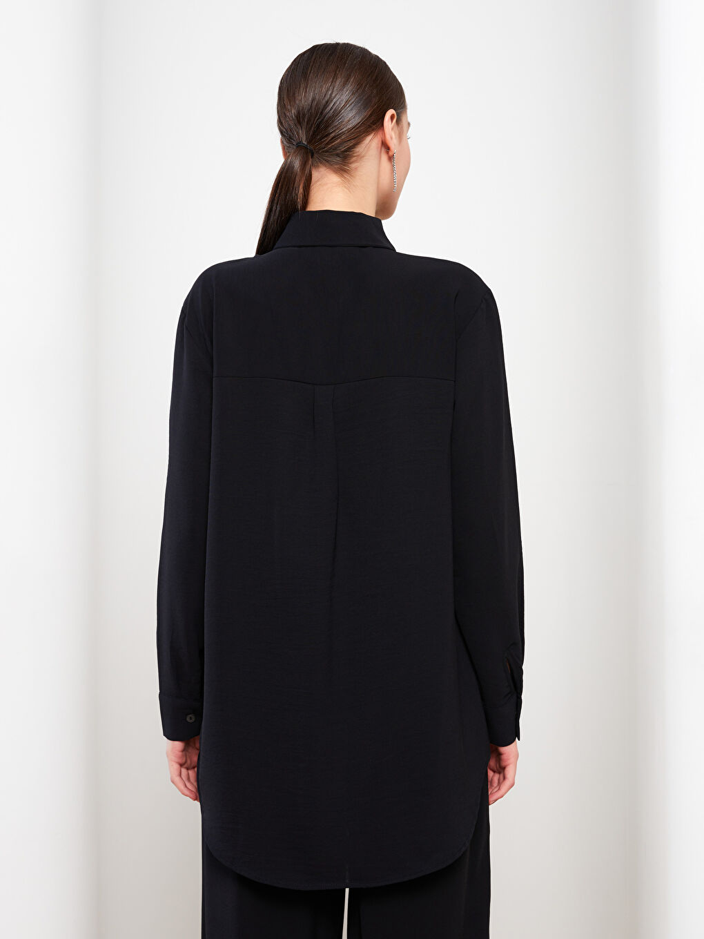 Plain Long Sleeve Women's Shirt Tunic-4