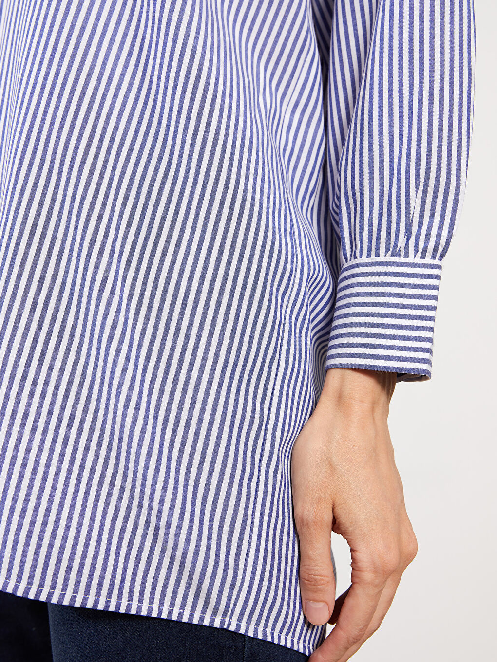 Lacivert Çizgili Kadın Gömlek Tunik-3