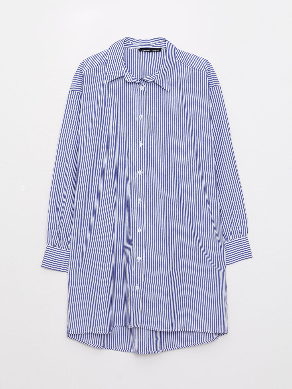 Lacivert Çizgili Kadın Gömlek Tunik-5