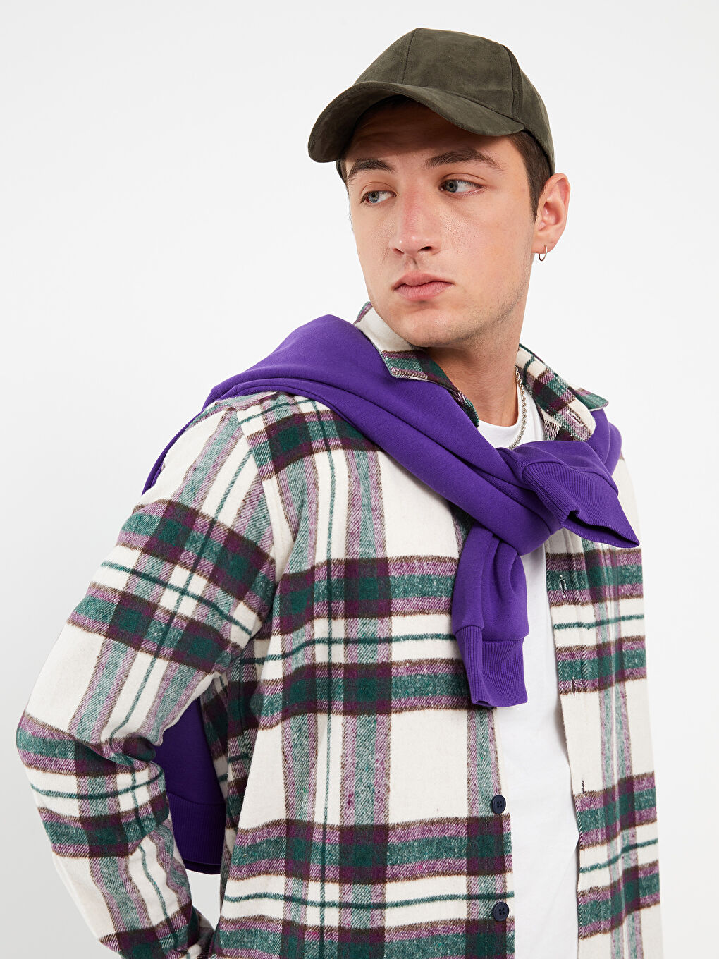 Bej Regular Fit Uzun Kollu Ekose Erkek Oduncu Gömlek-1