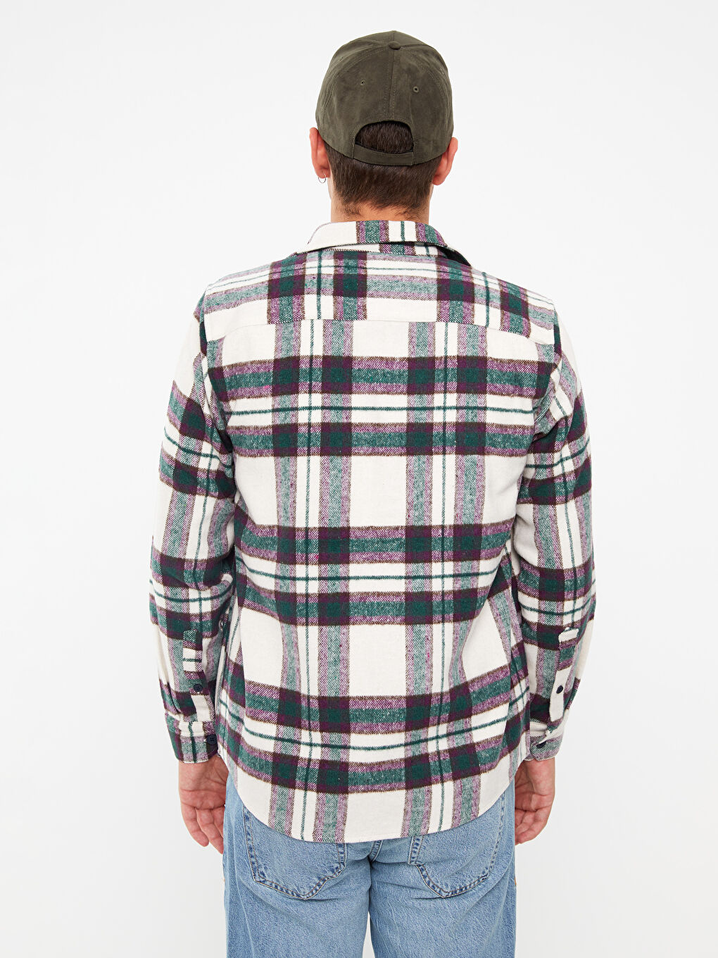 Bej Regular Fit Uzun Kollu Ekose Erkek Oduncu Gömlek-4