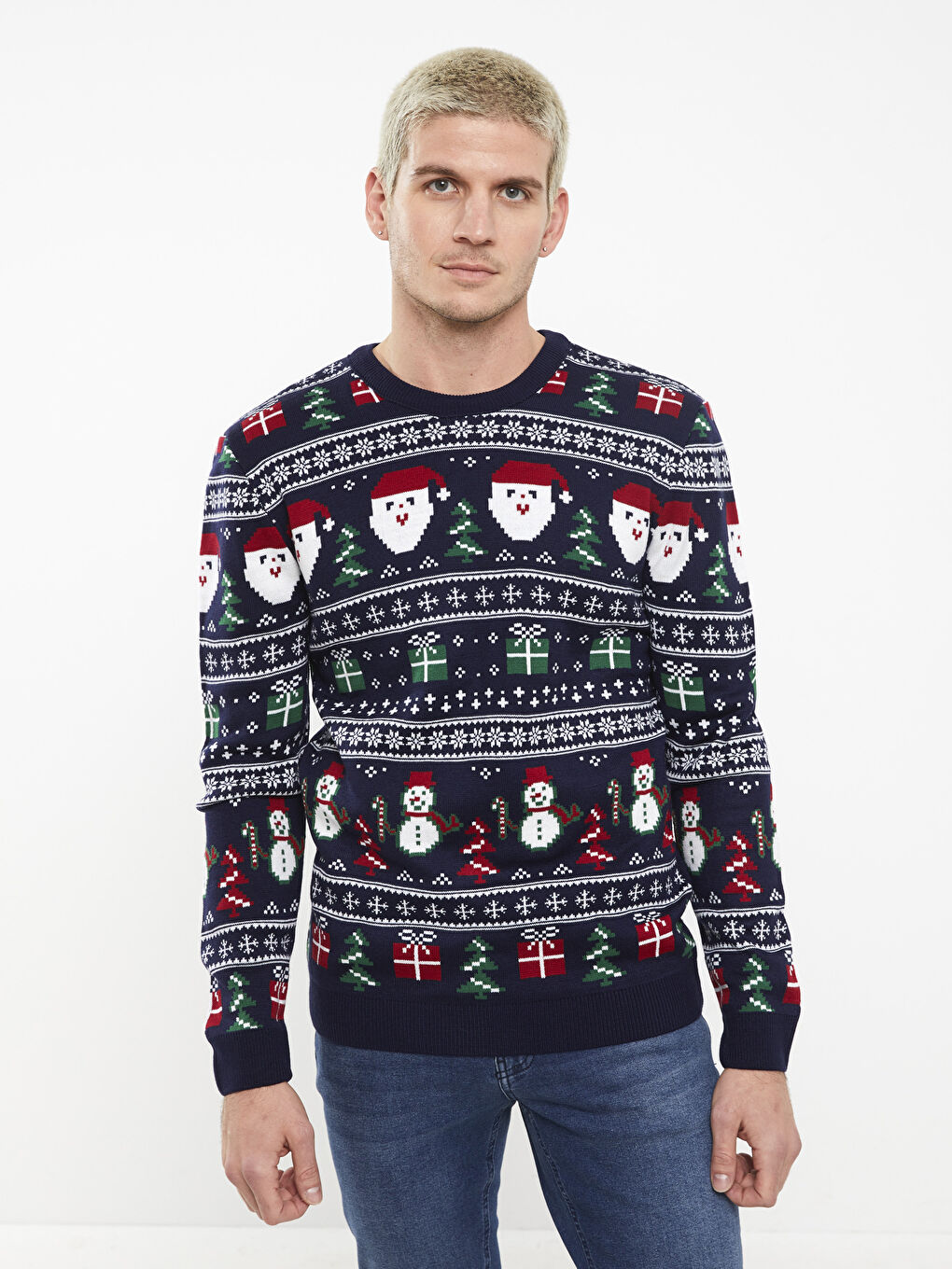 XSIDE Crew Neck Long Sleeve Christmas Themed Men's Knitwear Sweater -W2FY10Z8-S9P