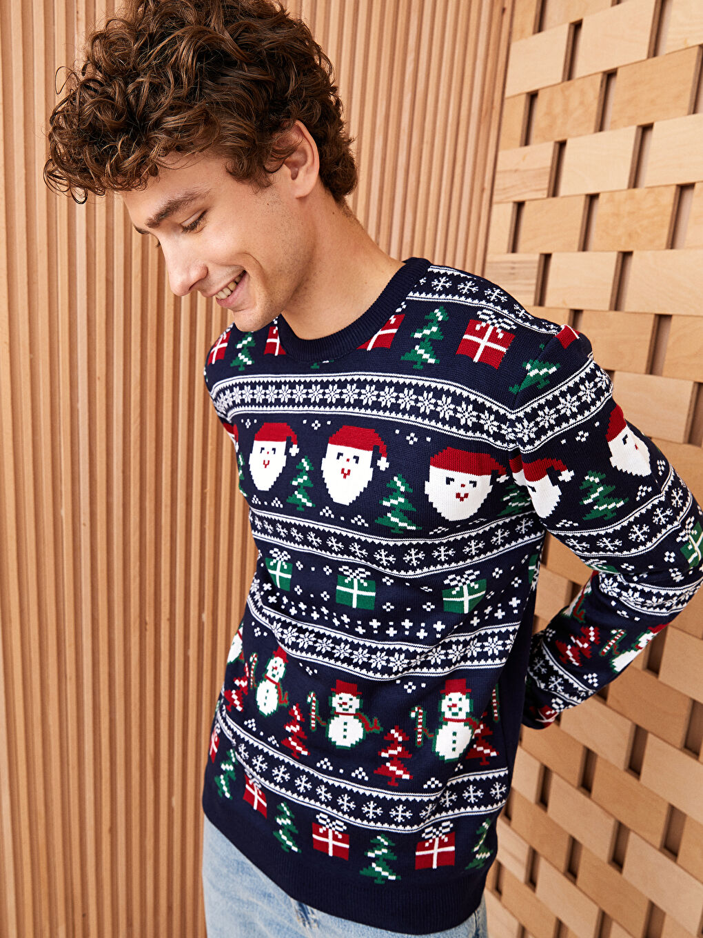 XSIDE Crew Neck Long Sleeve Christmas Themed Men's Knitwear Sweater -W2FY10Z8-S9P