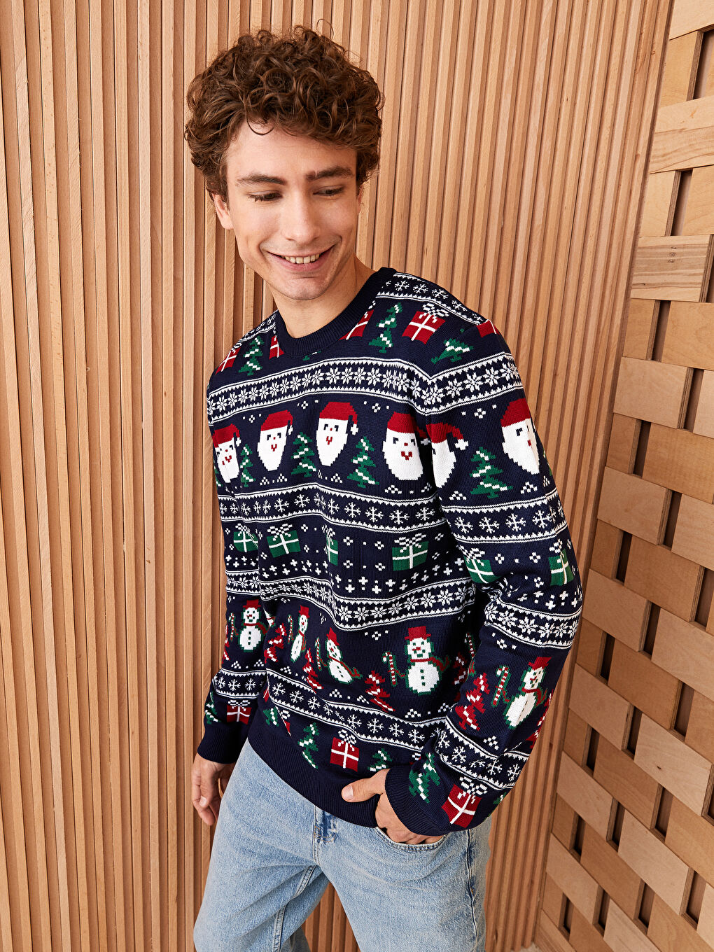 XSIDE Crew Neck Long Sleeve Christmas Themed Men's Knitwear Sweater -W2FY10Z8-S9P