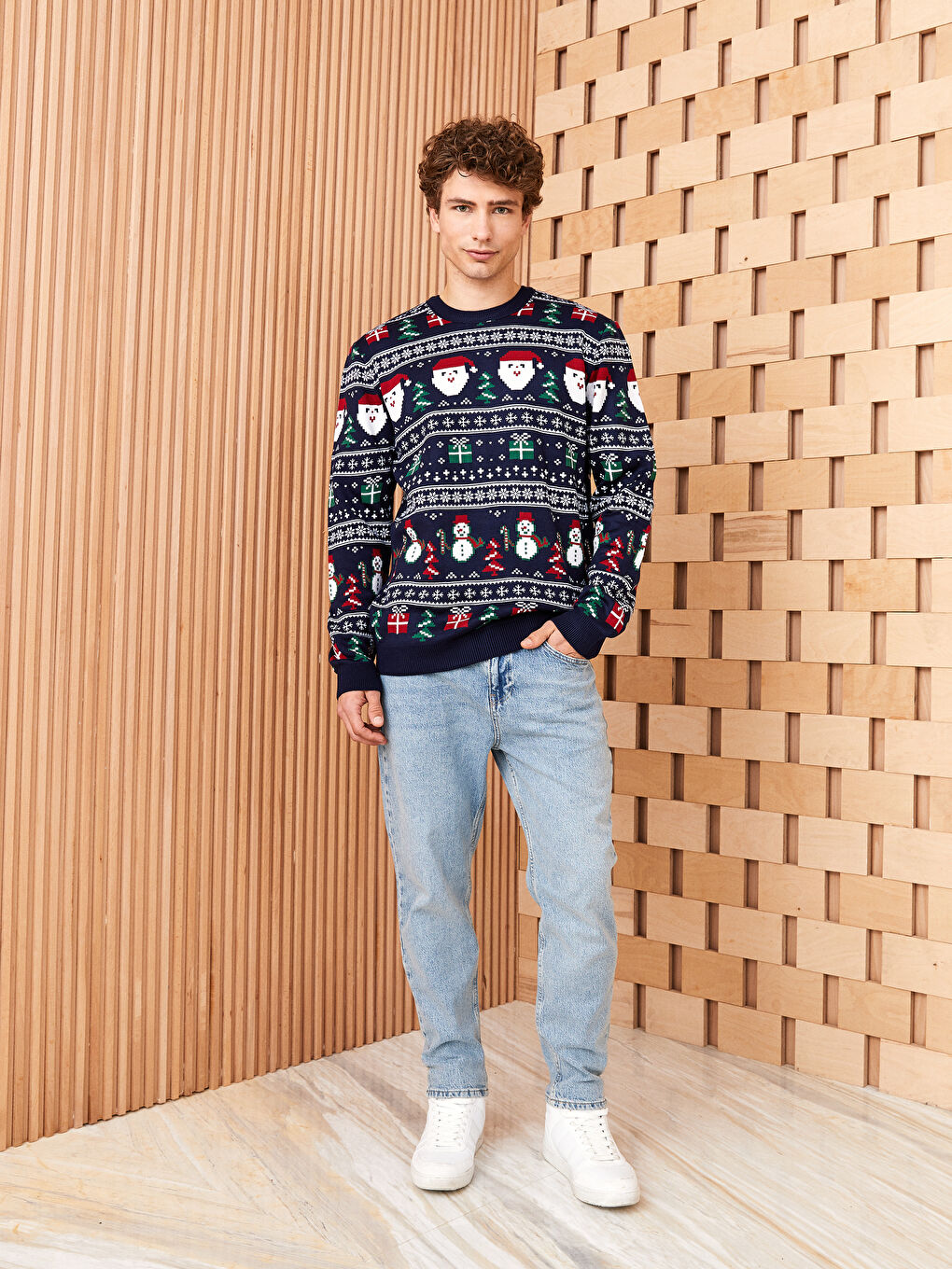 XSIDE Crew Neck Long Sleeve Christmas Themed Men's Knitwear Sweater -W2FY10Z8-S9P