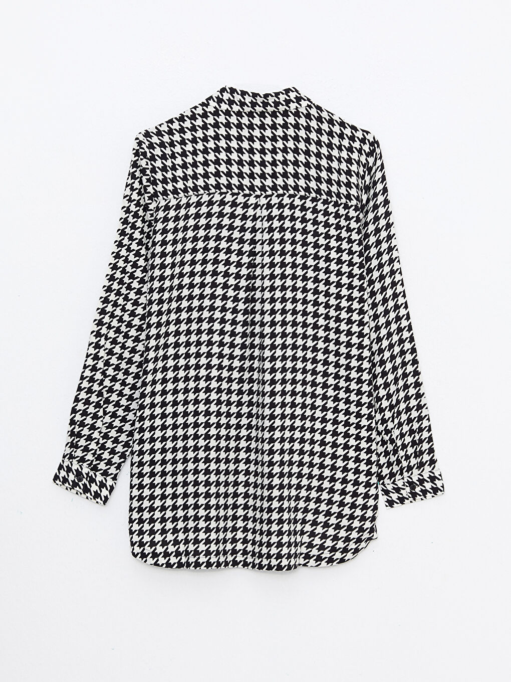 әйелдерге арналған қарға аяғы принтті ұзын жең жейде-6