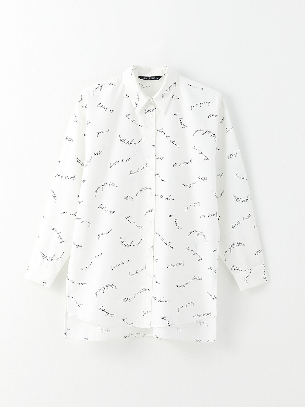 Ekru Desenli Poplin Kadın Gömlek Tunik-5