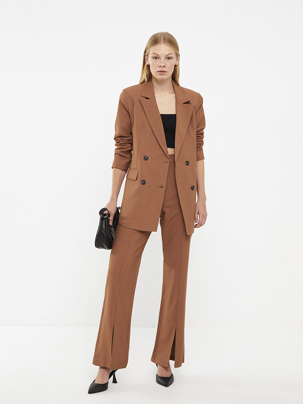 Plain Long Sleeve Women's Blazer Jacket-2