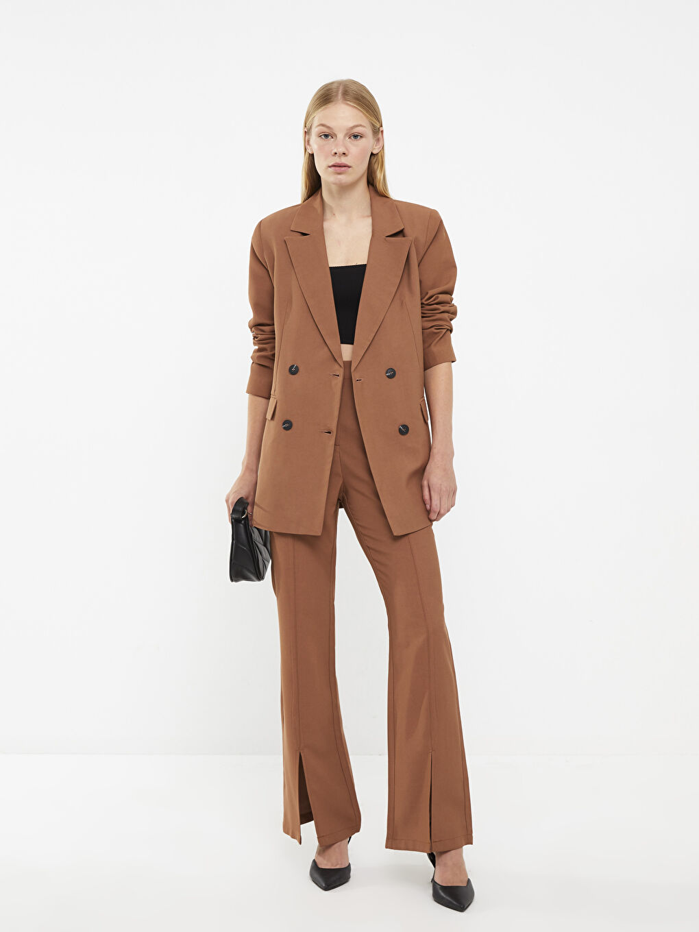 Plain Long Sleeve Women's Blazer Jacket-3