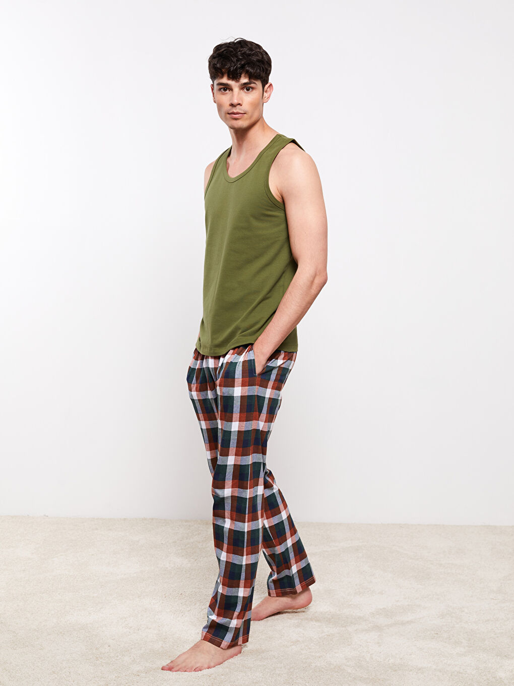 Haki U Yaka Penye Erkek Atlet-1