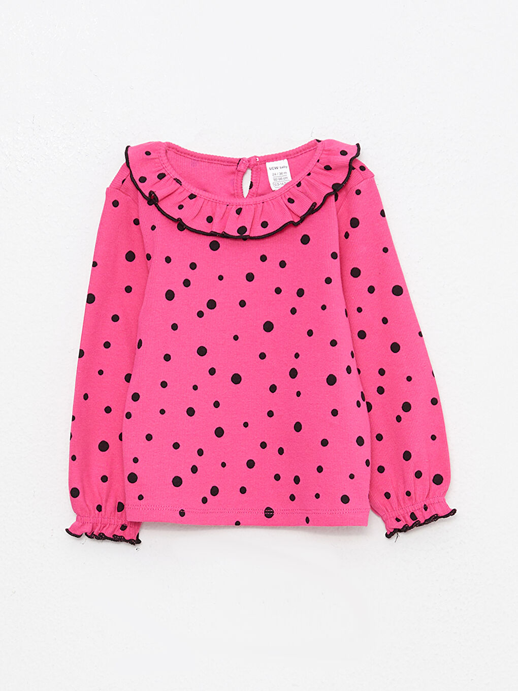 LCW baby Crew Neck Polka Dot Long Sleeve Cotton Baby Girl T-shirt -W2G009Z1-LT4