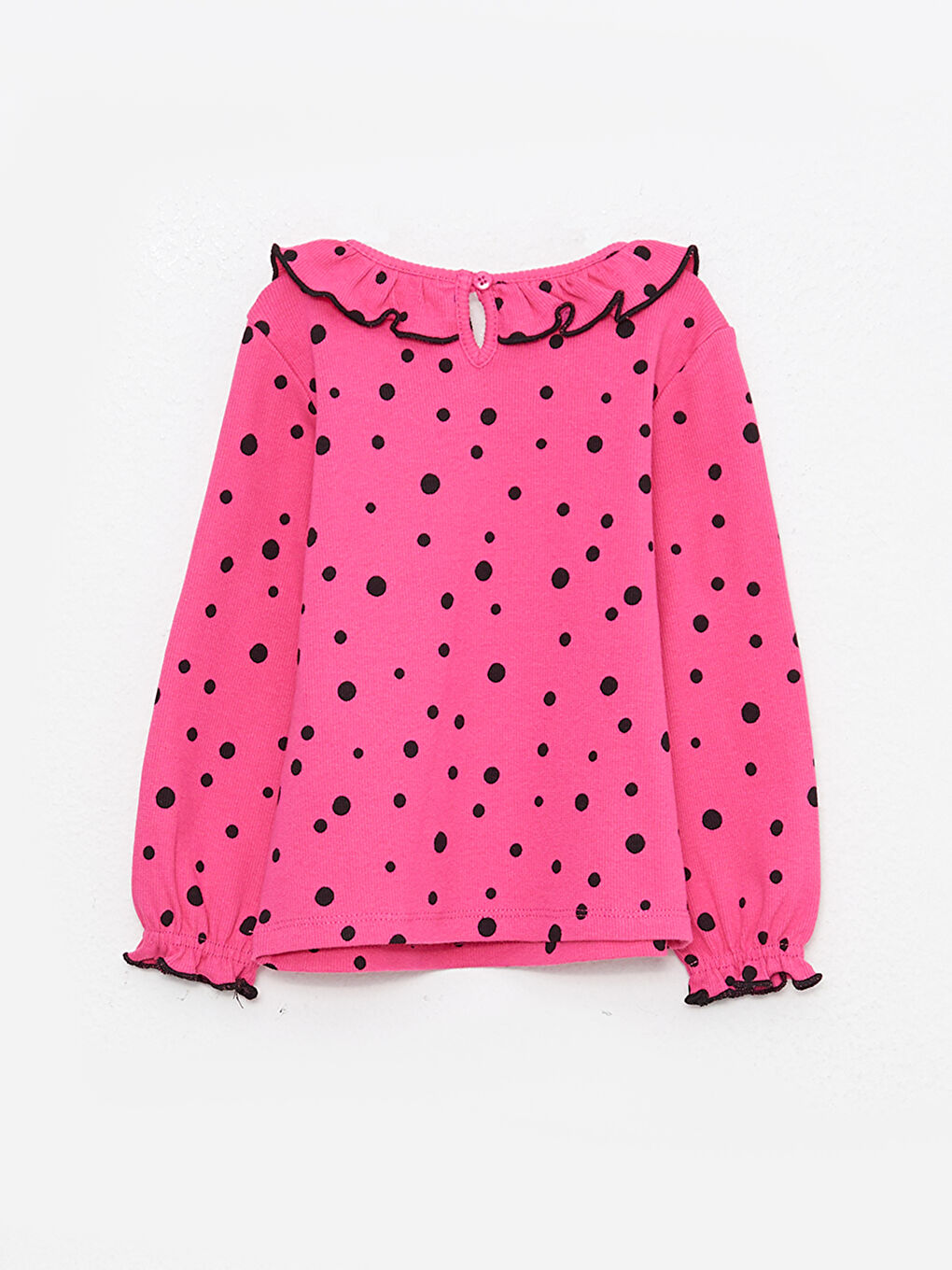 LCW baby Crew Neck Polka Dot Long Sleeve Cotton Baby Girl T-shirt -W2G009Z1-LT4