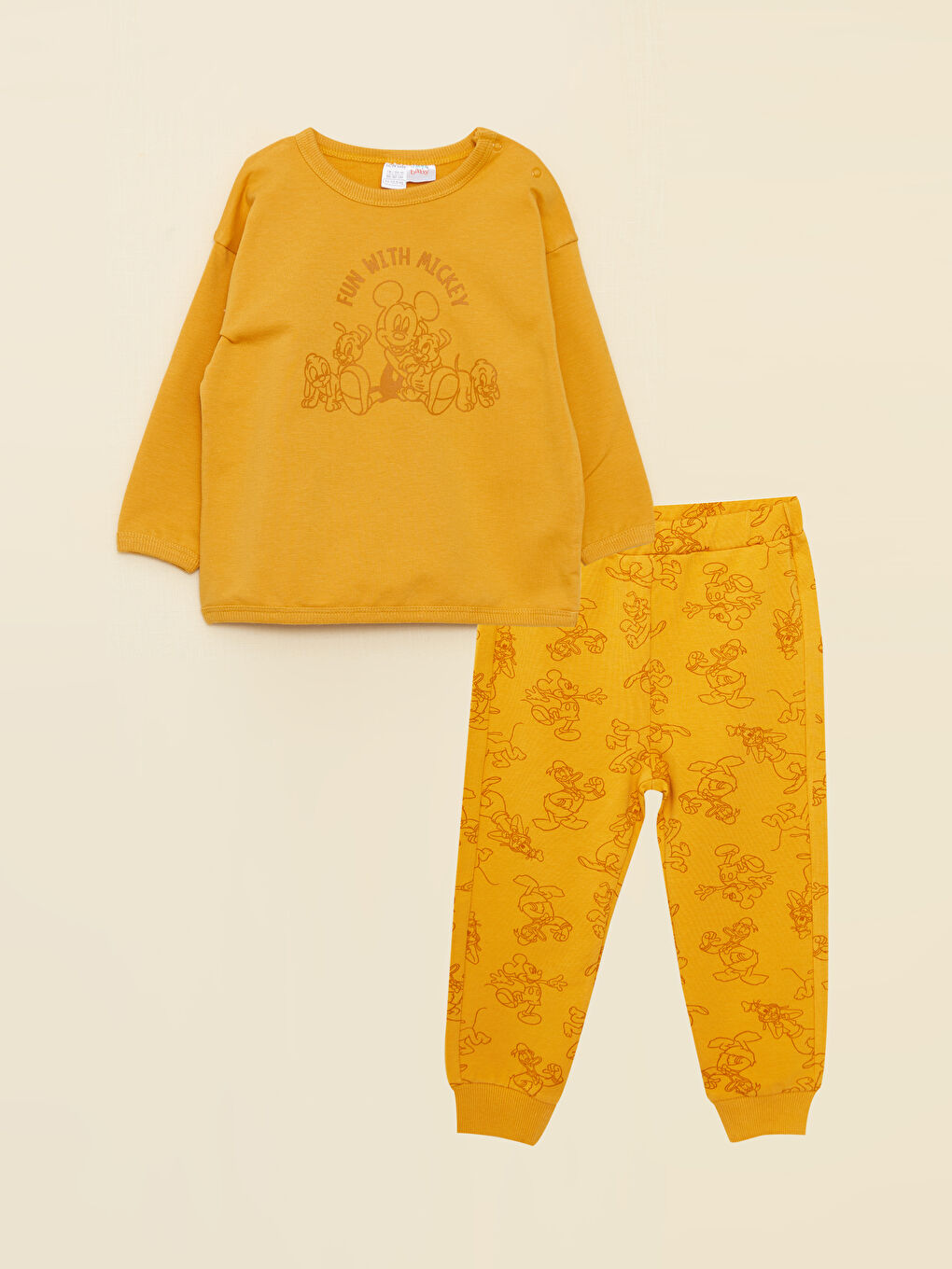 Crew Neck Long Sleeve Mickey Mouse Printed Baby Boys' Sweatshirt and Sweatpants 2 Pack Set