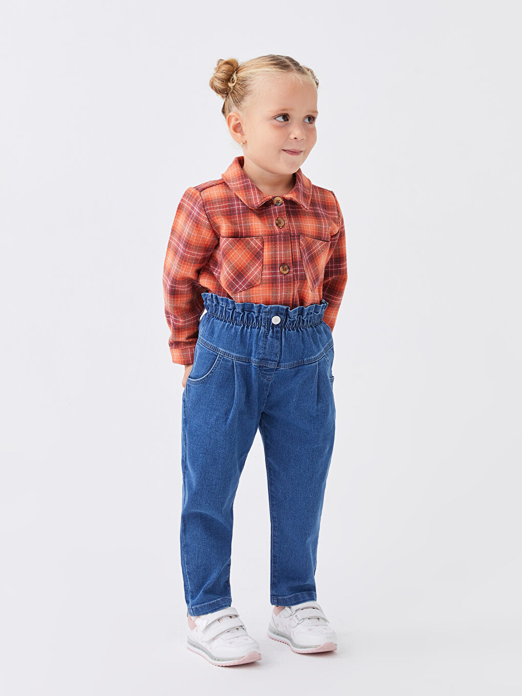 LCW baby İndigo Beli Lastikli Basic Kız Bebek Jean Pantolon