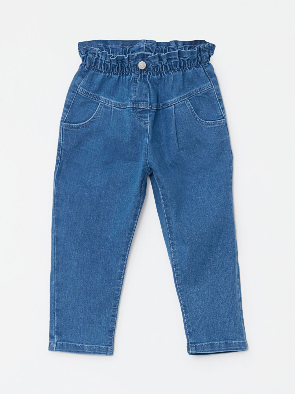 LCW baby İndigo Beli Lastikli Basic Kız Bebek Jean Pantolon - 2