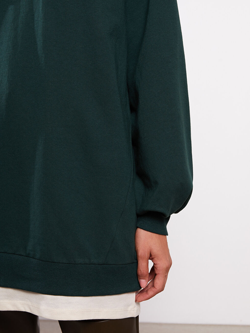 Hooded Plain Long Sleeve Oversize Women's Sweatshirt Tunic-3