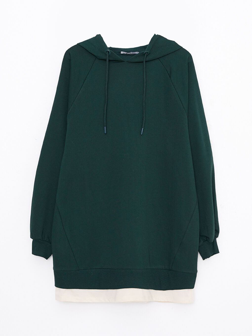 Hooded Plain Long Sleeve Oversize Women's Sweatshirt Tunic-5